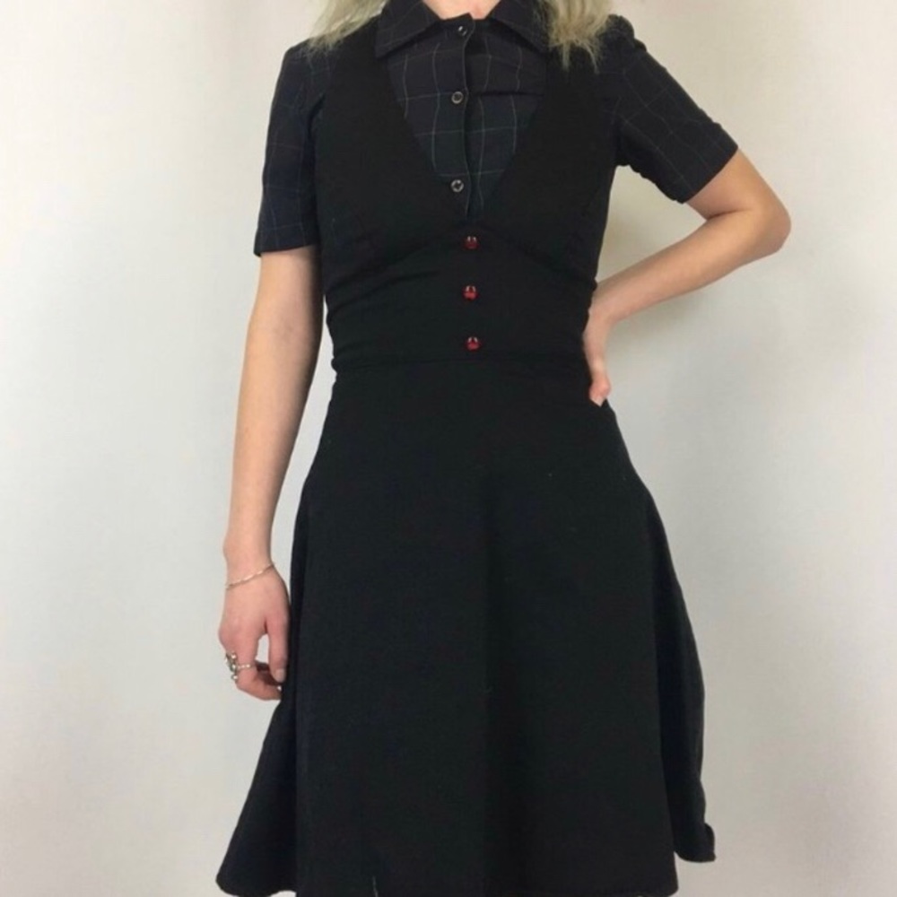 American 90s Vintage Pin-Up Style Goth Halter Dress🎸🖤